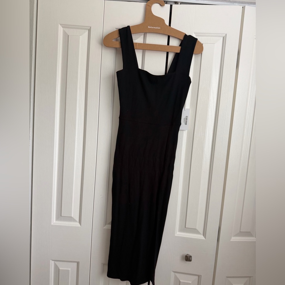 Reformation Black Midi Dress with Red Bag Accent - Picture 5 of 6